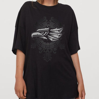 Men's 3D Eagle & Tribal Print T-Shirt - Mexican Themed Performance Tee, Plus Size Casual & Party Top