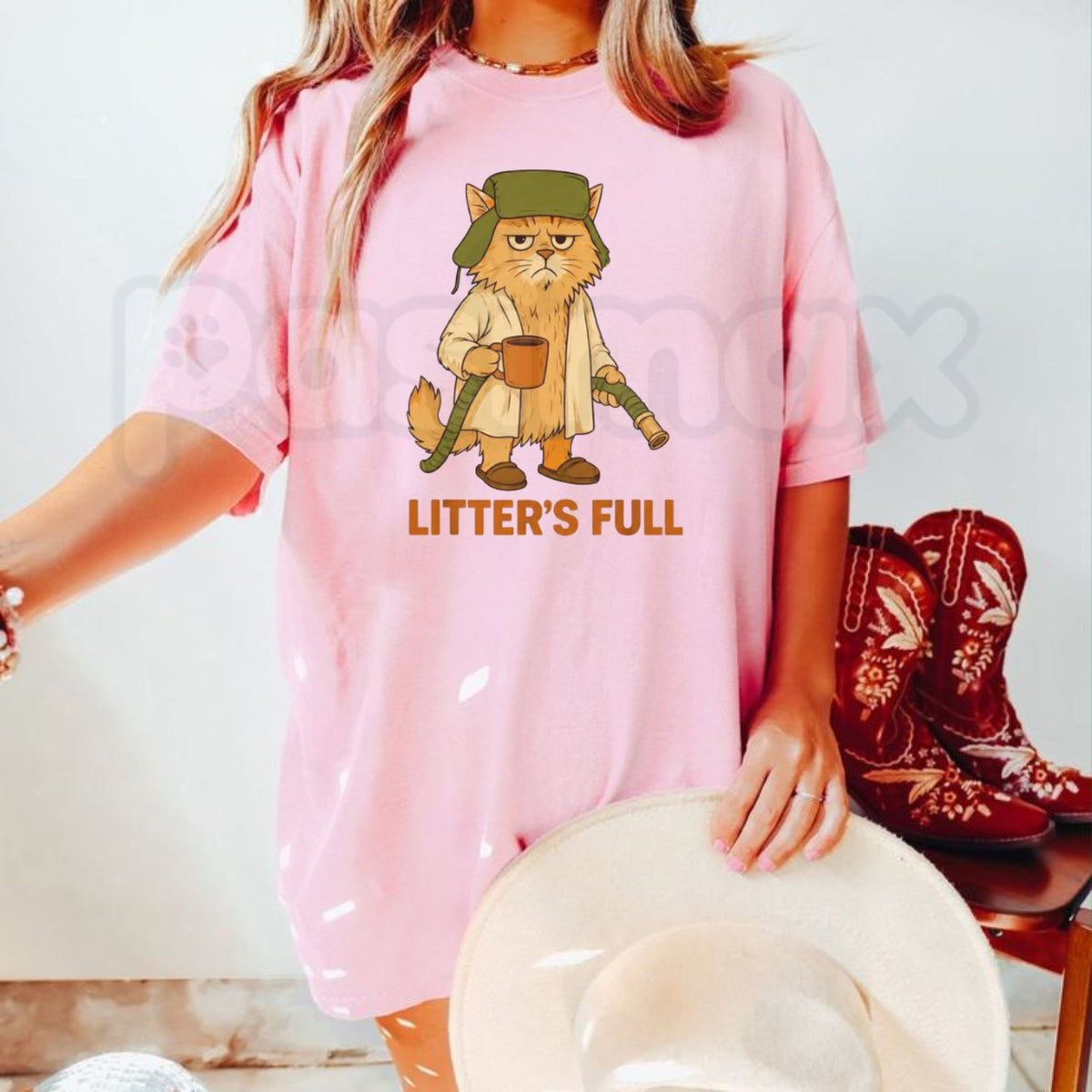 Litter’s Full Funny Cat Lovers Christmas T-Shirt – Festive Xmas Holiday Pet Graphic Tee