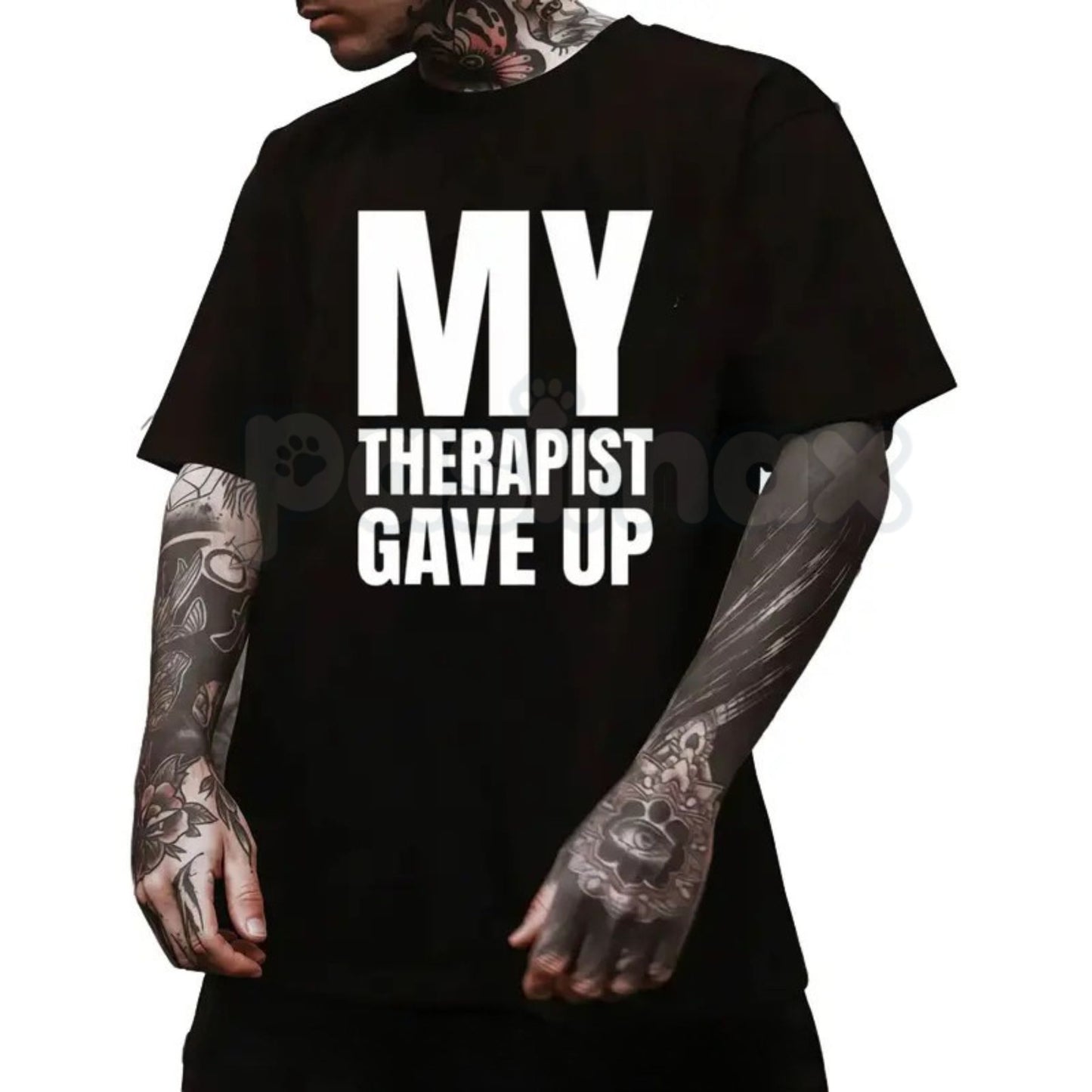 "My Therapist Gave Up" Funny Mental Health T-Shirt – Sarcastic Dark Humor Graphic Tee, Premium 100% Cotton Self-Care Top, Soft Lived-In Heavyweight Statement Shirt, Made in USA