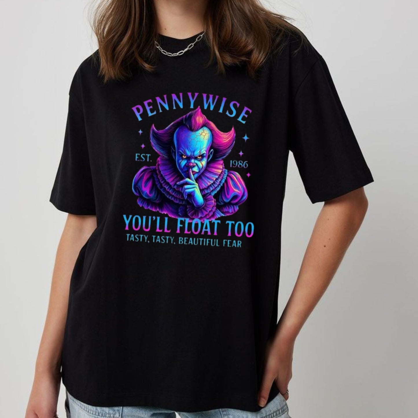 Halloween Neon Horror Characters Shirt - Glowing Horror T-Shirt, Spooky Neon Apparel