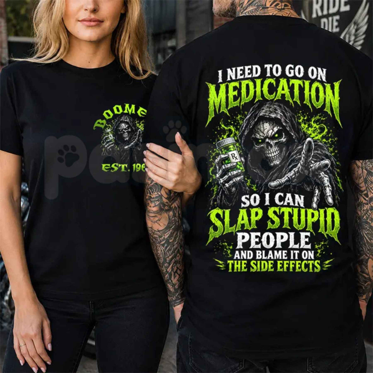 Chaosmoda I Need To Go On Medication Custom Year Skull T-Shirt – Funny Sarcastic Graphic Unisex Tee