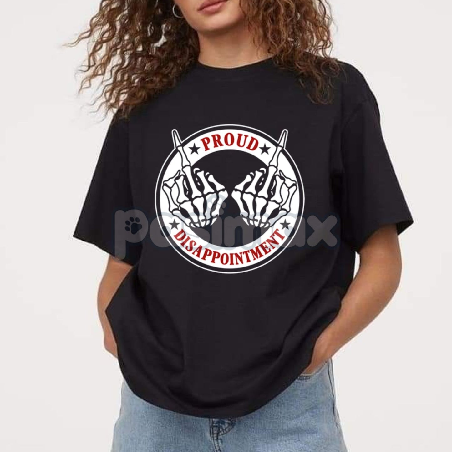 "PROUD DISAPPOINTMENT" Defiant Bone Hand Print Men's Tee - Sarcastic Graphic T-Shirt, Edgy Humor Statement Top