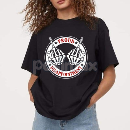 "PROUD DISAPPOINTMENT" Defiant Bone Hand Print Men's Tee - Sarcastic Graphic T-Shirt, Edgy Humor Statement Top