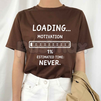 Funny Loading Motivation 1% Graphic T-Shirt – Low Battery Sarcastic Unisex Cotton Tee
