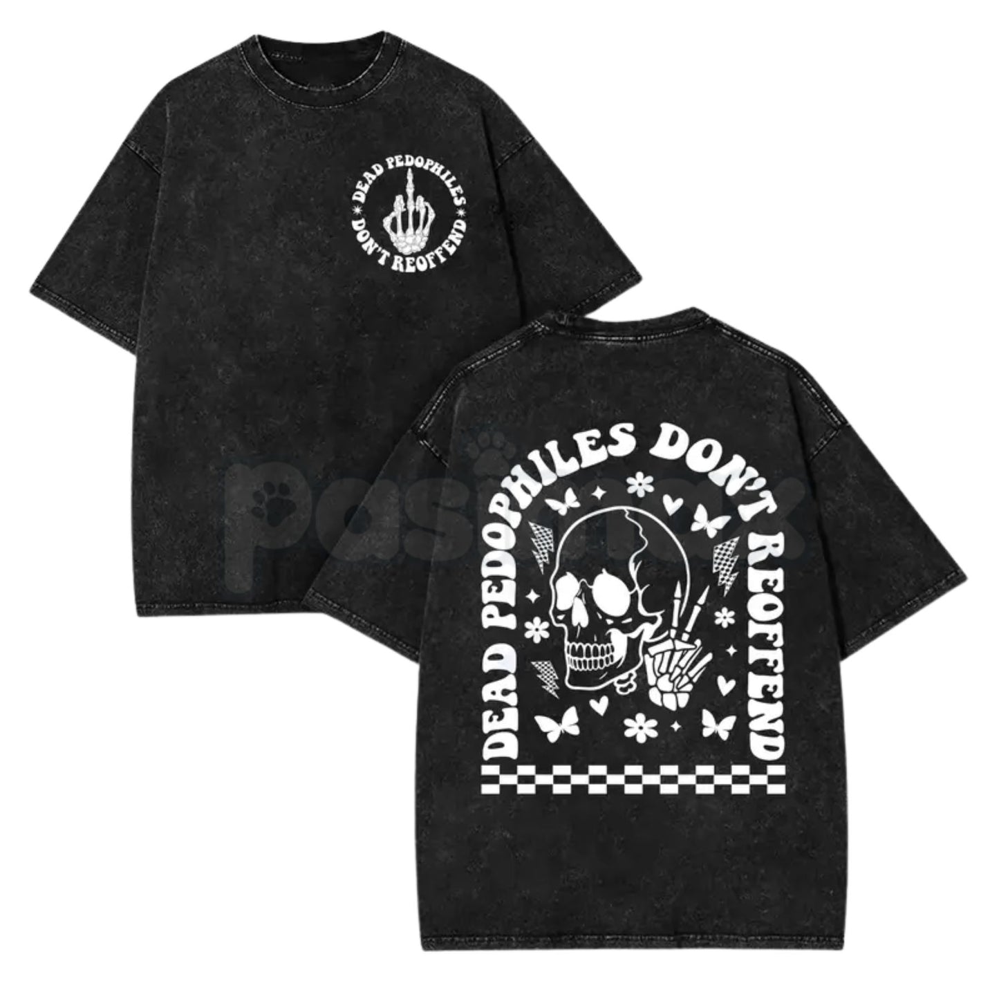 Dead Pedophiles Don’t Reoffend Vintage Washed T-Shirt – Hardcore Justice Graphic Tee, Heavy Metal Style Activist Streetwear