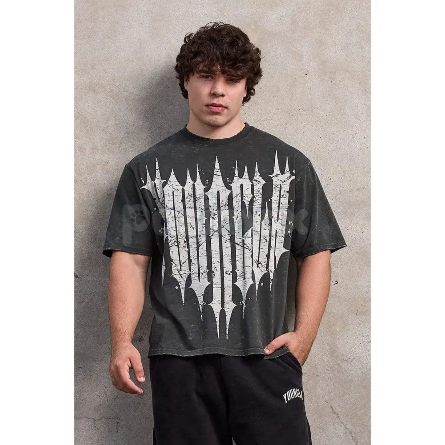 "Revenge" Washed T-Shirt – Oversized Gothic Streetwear Graphic Tee, Heavy Vintage Cotton
