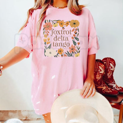 Foxtrots Deltas Tangos Boho Floral T-Shirt – Cottagecore Tactical Flower Tee