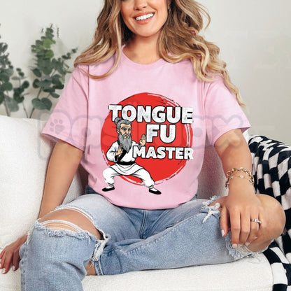 "Tongue Fu Master" Funny T-Shirt – Martial Arts Parody Graphic Tee, Premium 100% Cotton Witty Wordplay Top, Soft Lived-In Heavyweight Sarcastic Humor Shirt, Made in USA