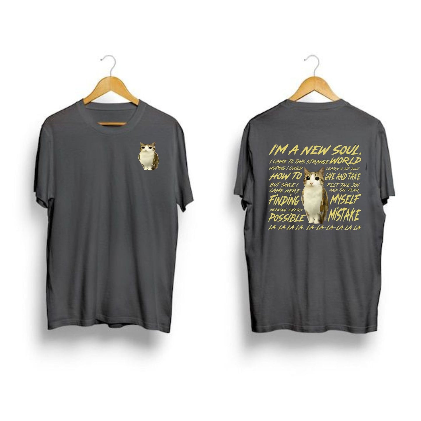 "New Souls" Double-Sided Meowl Meme T-shirt - Funny Cat Lover Gift, Unisex Brainrot Tee