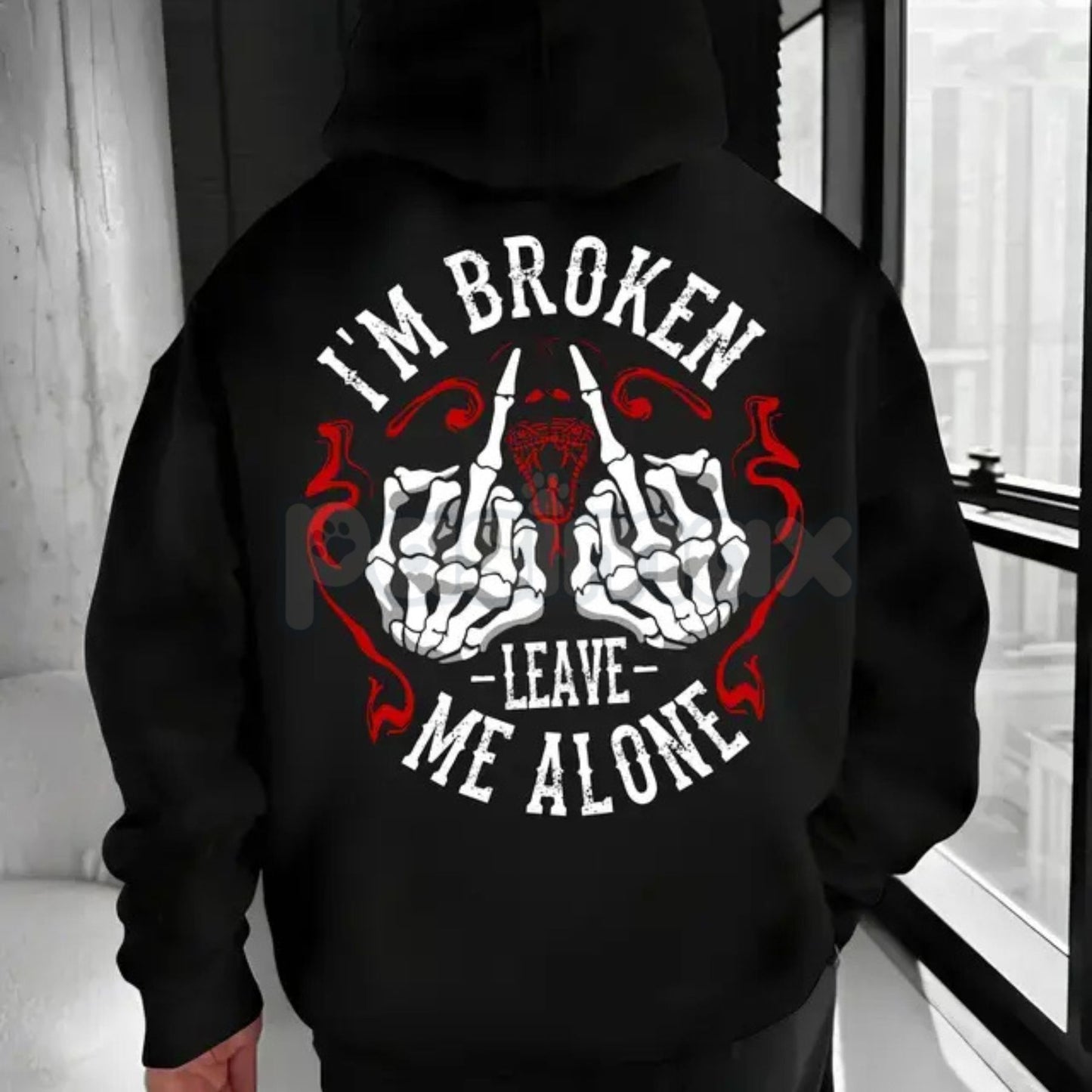 "I’m Broken Leave Me Alone" Hoodie – Aesthetic Emo Streetwear, Moody Grunge Statement Pullover, Unisex
