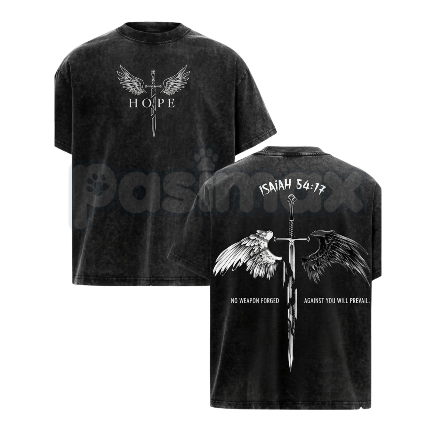 Men's Isaiah 54:17 Bible Verse T-Shirt – Christian Armor of God Sword & Shield Tee, Vintage Washed Cotton Hebrews 13:6 Church Gym Wear