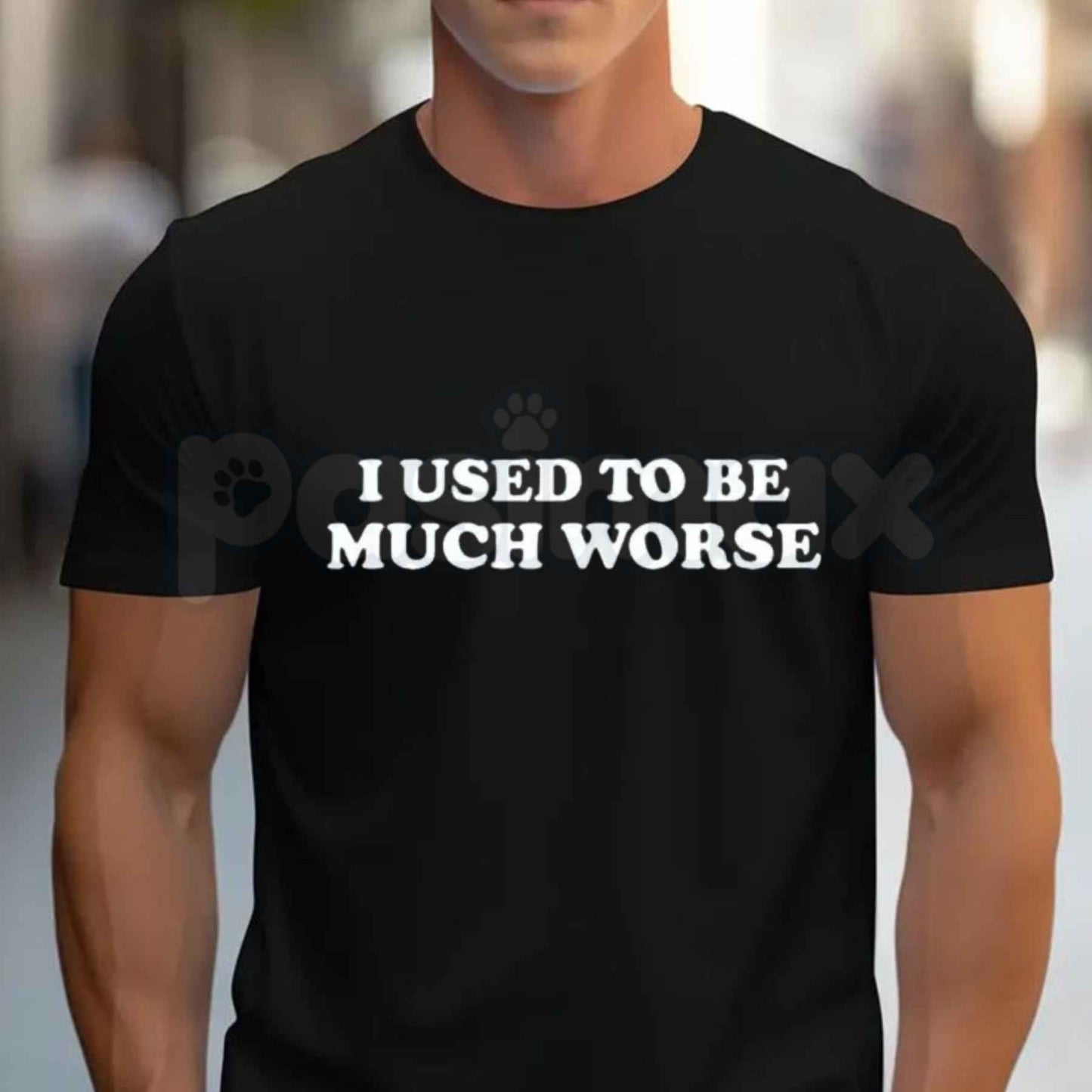 I Used to Be Much Worse Graphic Cotton T-Shirt – Sarcastic Self Improvement Tee, Funny Self Deprecating Humorous Unisex Streetwear Shirt
