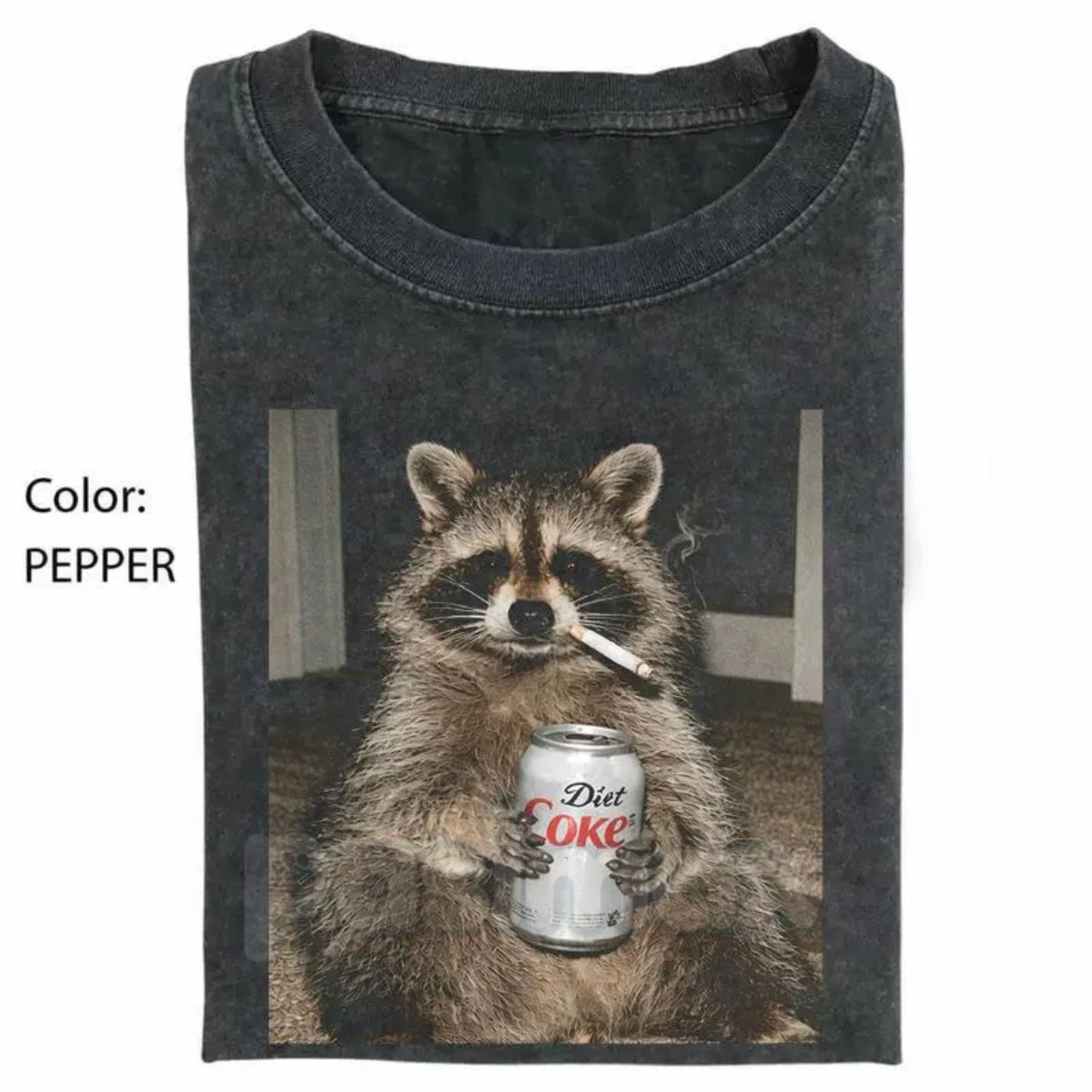 Comfort Colors® Raccoons Diet Coke & Smoking T-Shirt – Funny Trash Panda Graphic Tee, Aesthetic Sarcastic Streetwear, Unhinged Chaos Core Shirt