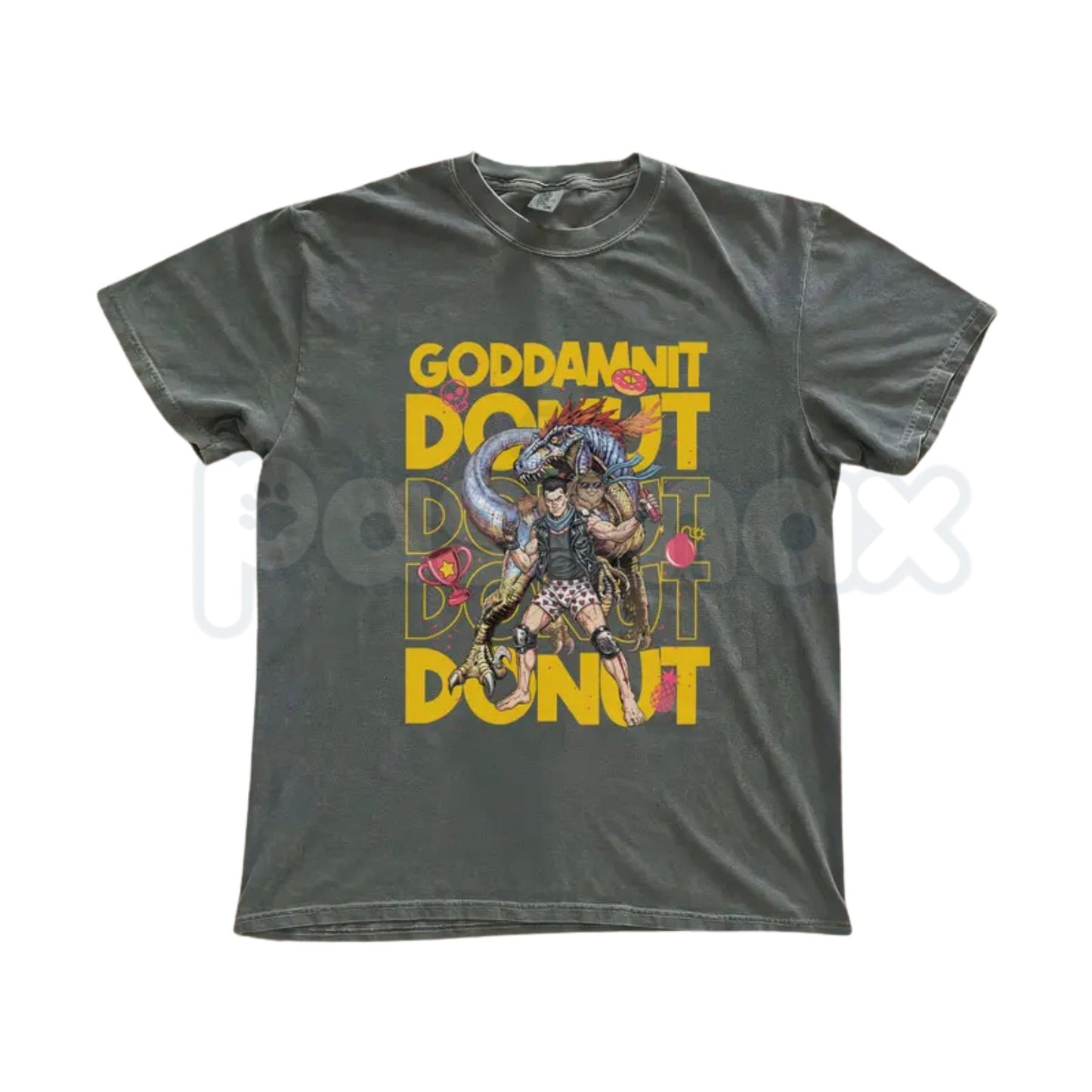 Comfort Colors® "Goddamnit Donut" T-Shirt – Funny Sci-Fi Action Graphic Tee, Retro Princess Donut & Carl Shirt, Sarcastic LitRPG Fan Gift