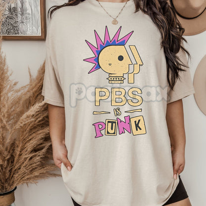 "PBS Is Punk" T-Shirt - Funny Punk Rock Parody Tee, Public Broadcasting Humor, Unisex Graphic Shirt
