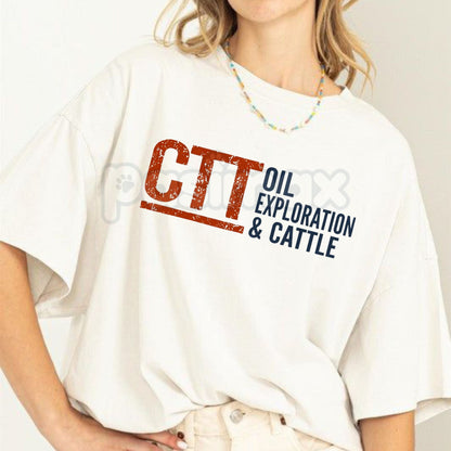 CTT Oil Exploration & Cattle Design T-Shirt - Rugged Oilfield & Ranching Graphic Tee, Industrial Cattleman Heritage Shirt, Premium Heavyweight Unisex Workwear Top, Oil Rig & Livestock Farming Gift, Vintage Western Industry Apparel