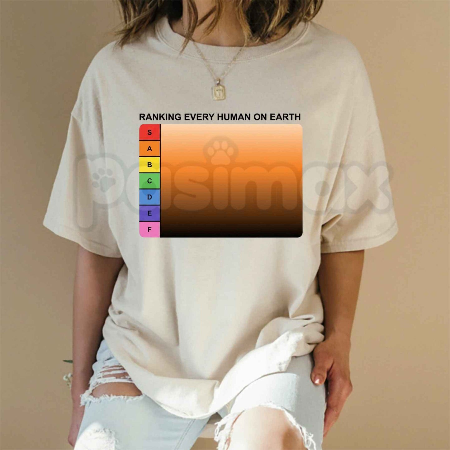 Ranking Every Human On Earth Tier List T-Shirt – Funny Internet Meme Unisex Cotton Graphic Tee