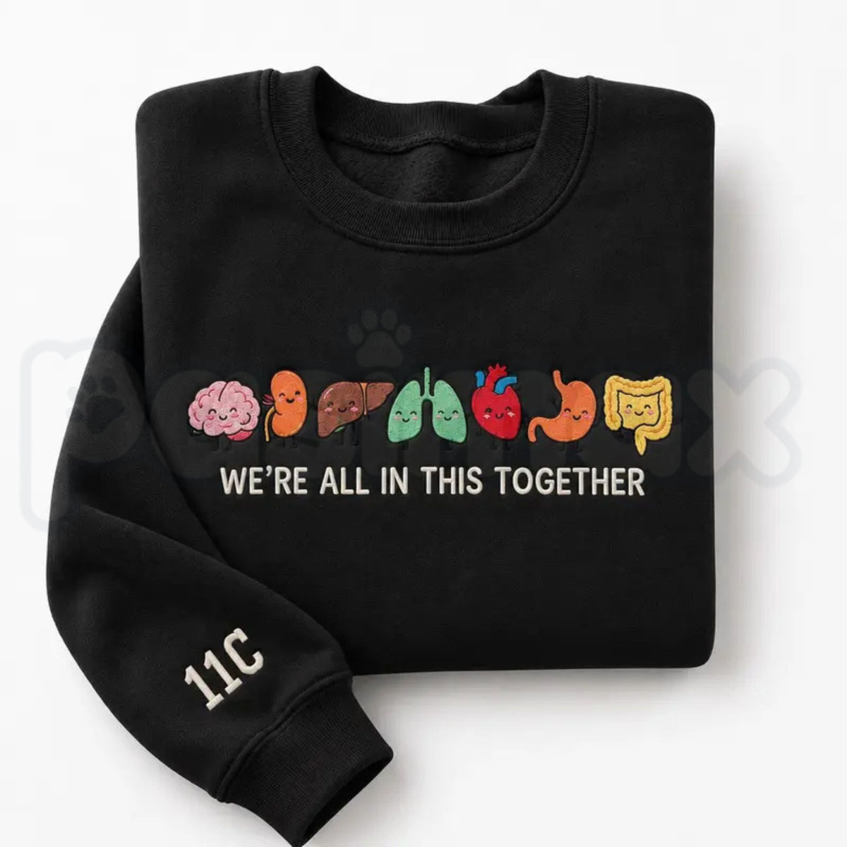 Funny Anatomy Embroidered Sweatshirt – Cute Body Organs Healthcare Crewneck