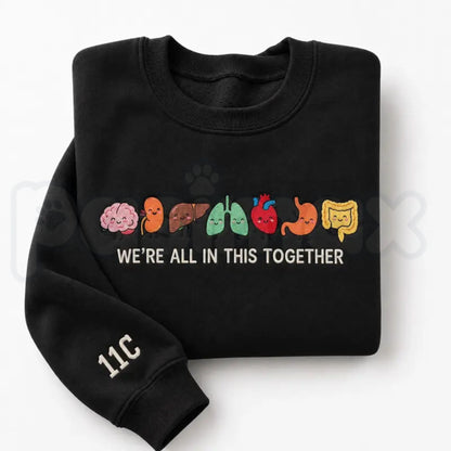 Funny Anatomy Embroidered Sweatshirt – Cute Body Organs Healthcare Crewneck