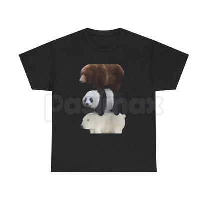 Stacked Bears Graphic Tee - Polar, Panda & Brown Bear Shirt, Minimalist Wildlife Nature Tee, Cute Animal Lover Gift, Premium Heavyweight Forest Animal Apparel