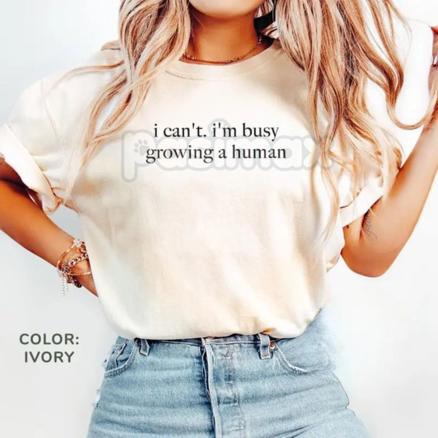 Comfort Colors® Oversized Maternity Tee – 'I Can't I'm Busy Growing A Human' Shirt, Funny Pregnancy Comfort, Mom To Be Gift