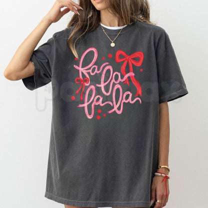 Comfort Colors® Fa La La Christmas T-Shirt – Retro Festive Holiday Graphic Tee, Vintage Cute Winter Unisex Top & Holiday Gift