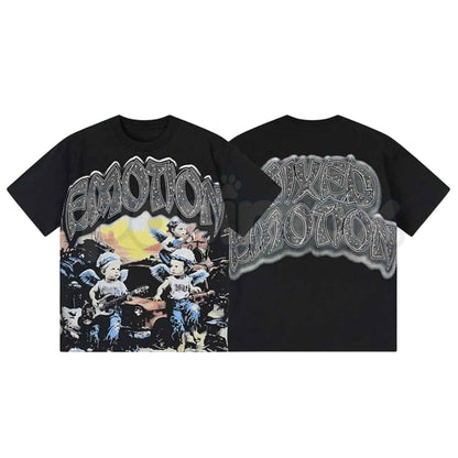 MIXED EMOTION Diamond Angel T-Shirt – Vintage Sparkle Wings Graphic Streetwear Unisex Tee