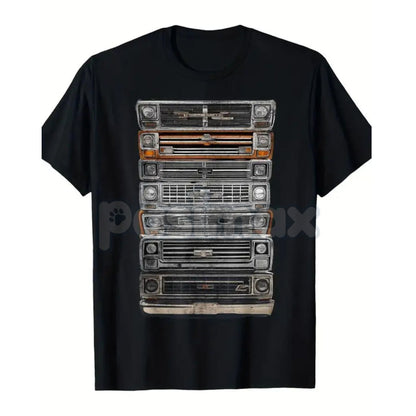 Classic American Square Body Trucks Graphic T-Shirt - Retro Summer Tee for Men, Vintage Chevy Truck Apparel, Golf Gift for Men and Women