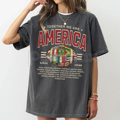 Comfort Colors® Together We Are America T-Shirt – American Football Game Day Tee, Patriotic Sports Graphic Shirt, Team Unity USA Football Top