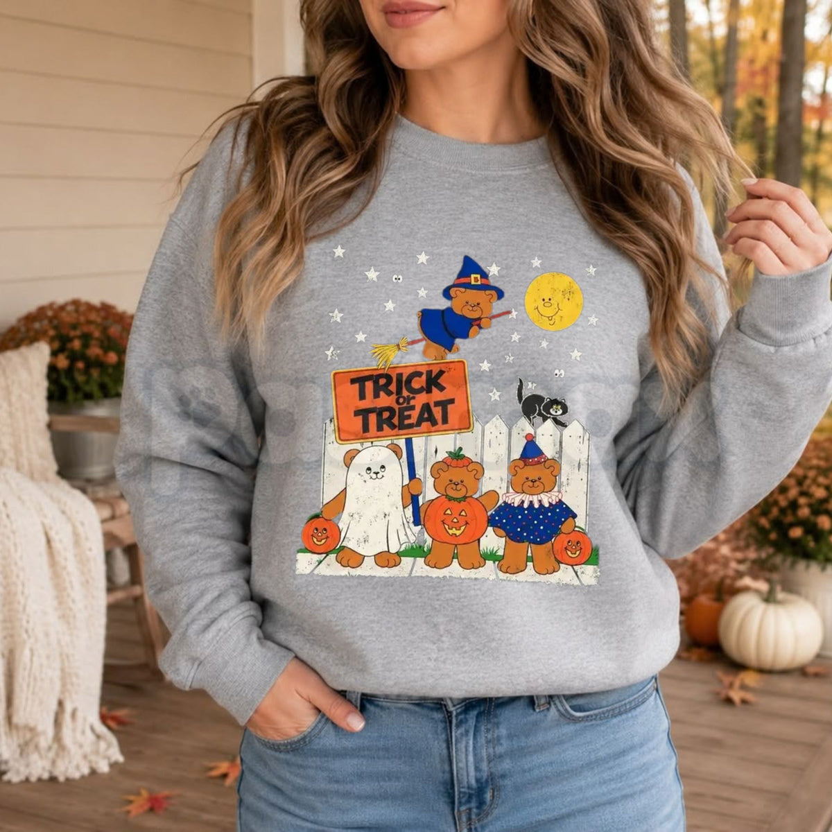 Trick or Teddies Halloween Sweatshirt | Cute Teddy Bear Graphic Crewneck
