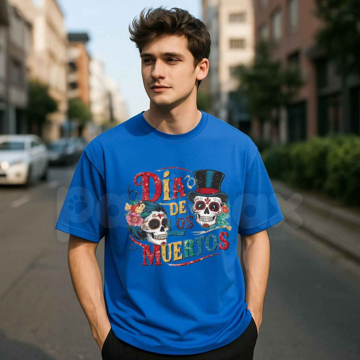 Day of the Dead Menswear T-Shirt – Sugar Skull Calavera Día de los Muertos Unisex Graphic Tee