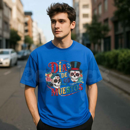 Day of the Dead Menswear T-Shirt – Sugar Skull Calavera Día de los Muertos Unisex Graphic Tee