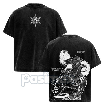 Akaza vs. Koyuki Demon Slayer T-Shirt – 2-Sided Washed Cotton Graphic Tee, Oversized Anime Manga