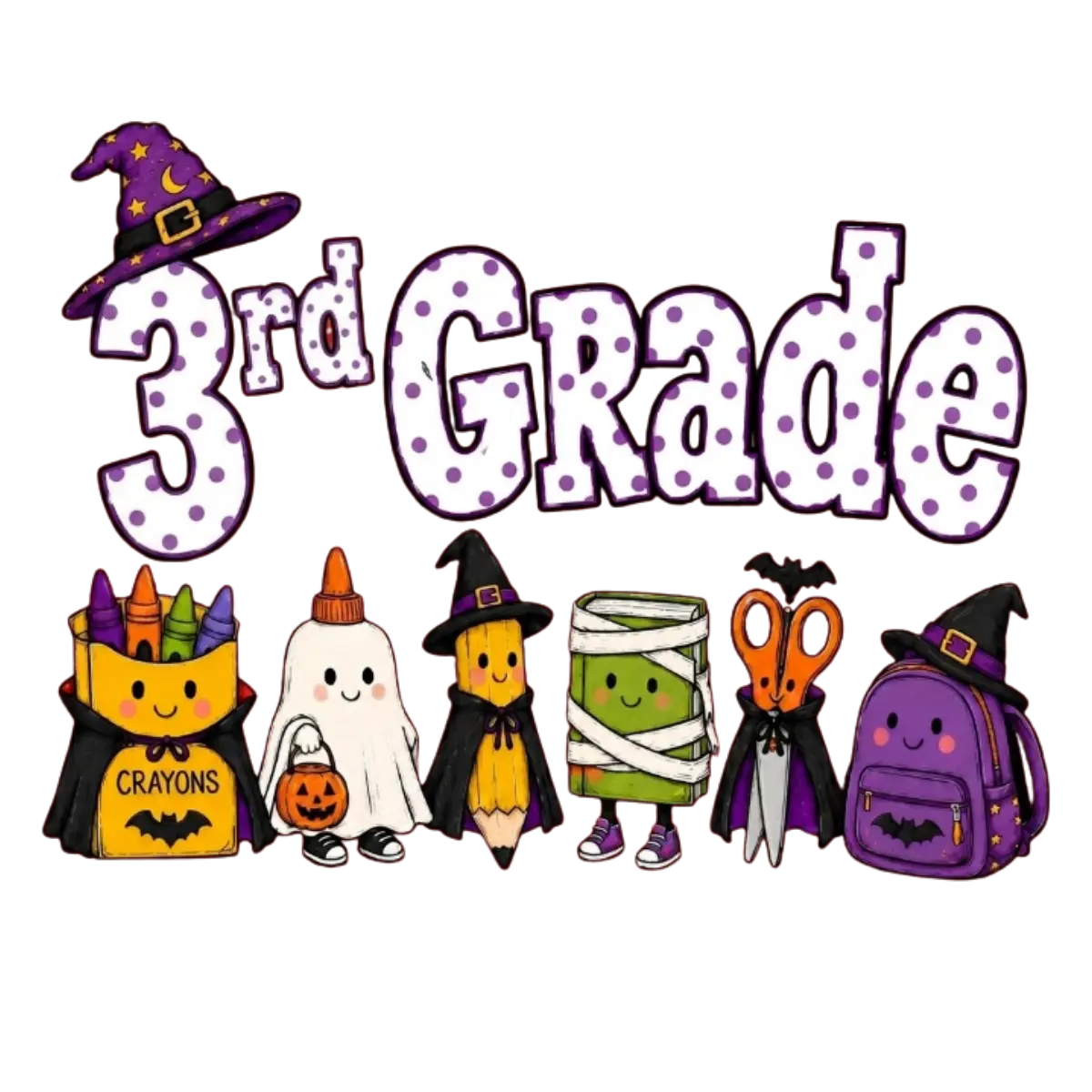 Comfort Colors® All Grade Halloween Teacher T-Shirt – Spooky Pencil Graphic Tee, Retro School Classroom Unisex Top & Gift
