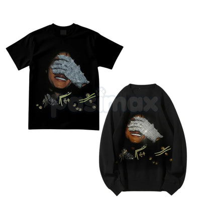 Sparkly Rhinestone Graphic Long Sleeve Sweatshirt | Bling Casual Crewneck Top | Women's Glam Streetwear