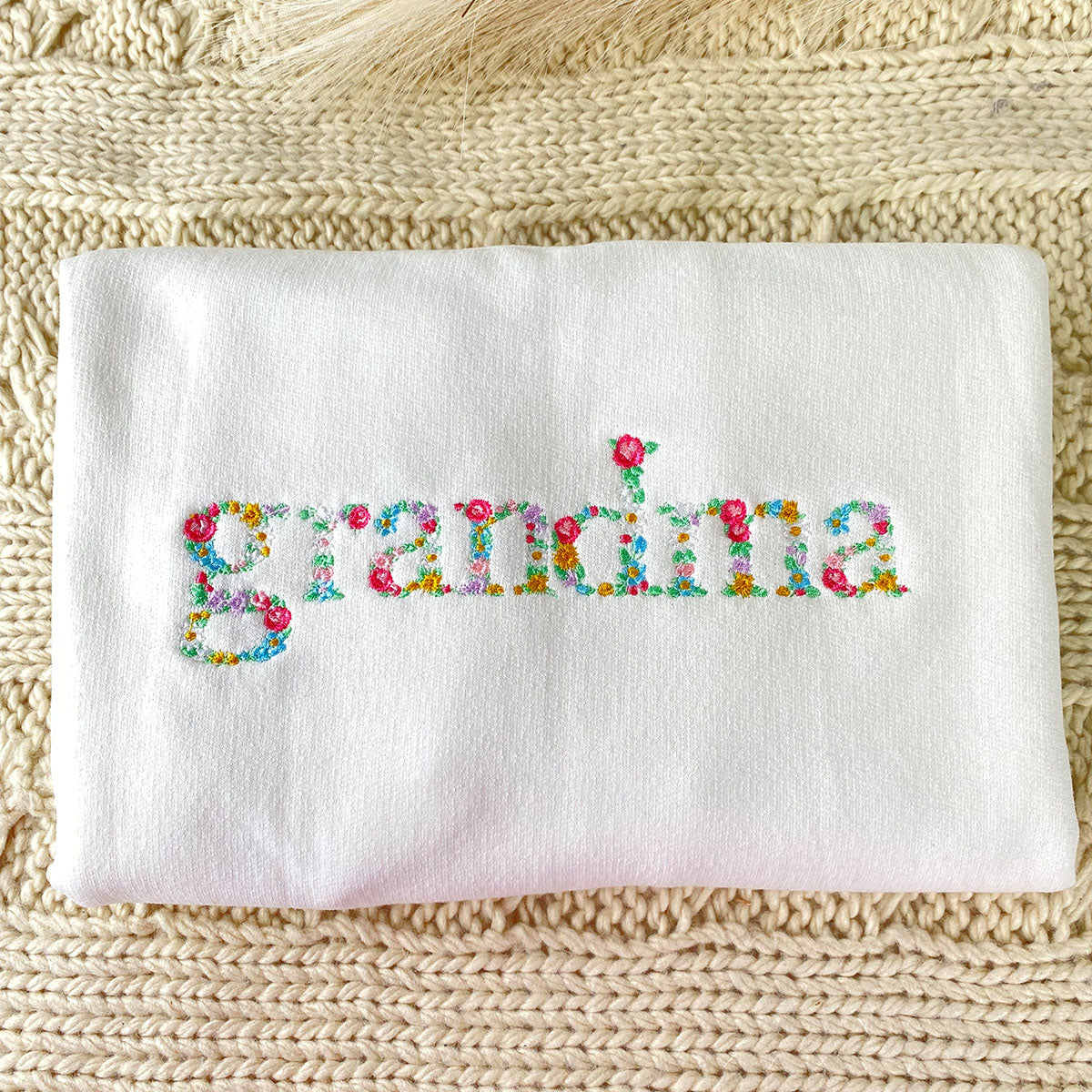 Custom Embroidered Grandma Sweatshirt Hoodie with Floral Letter, Unique Gift for any Occasion