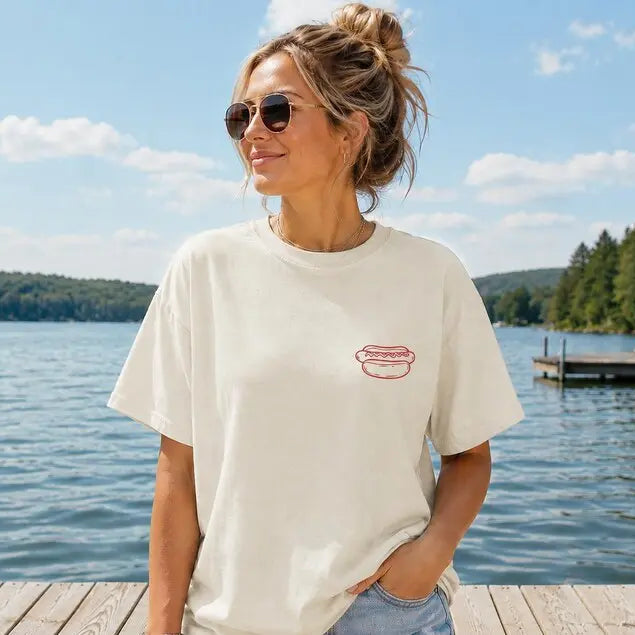 Comfort Colors® "Just Here For The Wieners" T-Shirt – Funny Grill Master Hot Dog Graphic Tee, Retro Aesthetic Sarcastic 4th of July BBQ Party Top