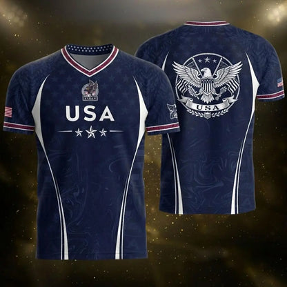 2026 America Soccer Jersey for Men – USA Football Fan Shirt, Quick-Drying V-Neck Casual Sportswear