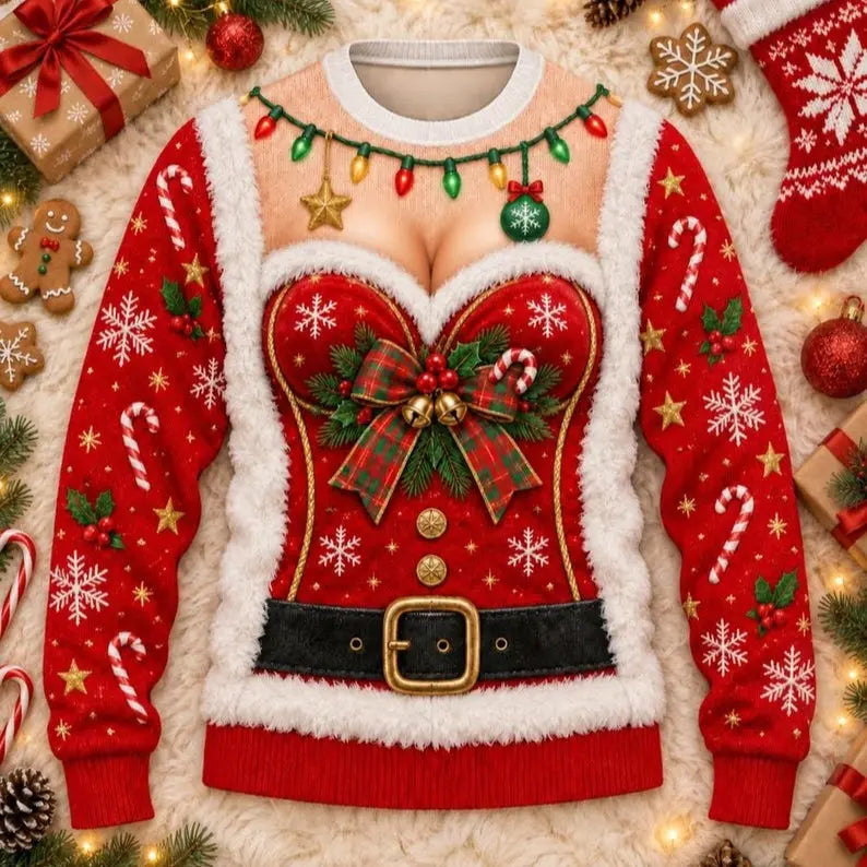 Funny Ugly Christmas Knitted Sweater – Hilarious Holiday Party Jumper, Festive Crewneck Pullover for Men & Women