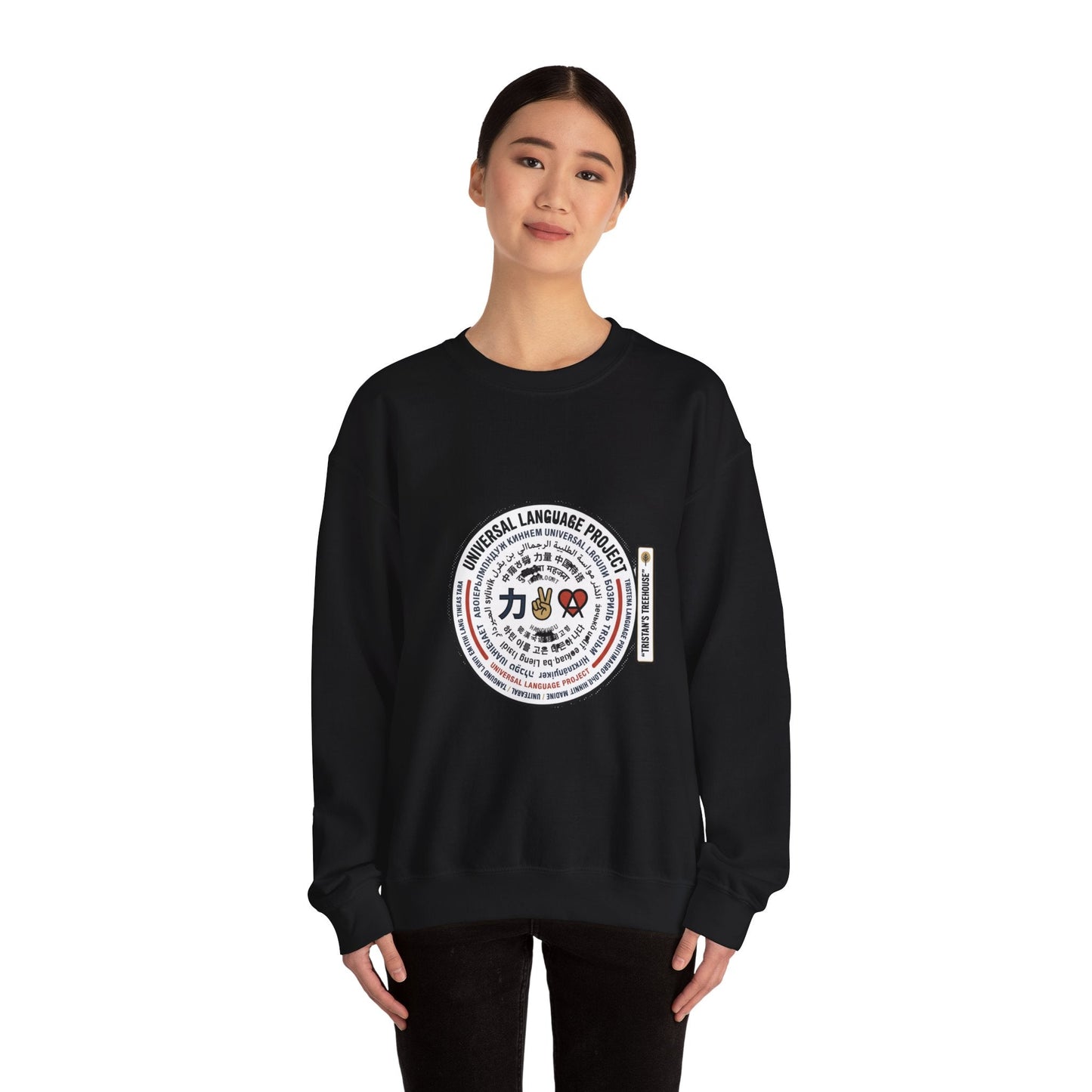 Universal Language Crewneck — "Love/Joy/Peace" Multi-Script Statement Sweatshirt