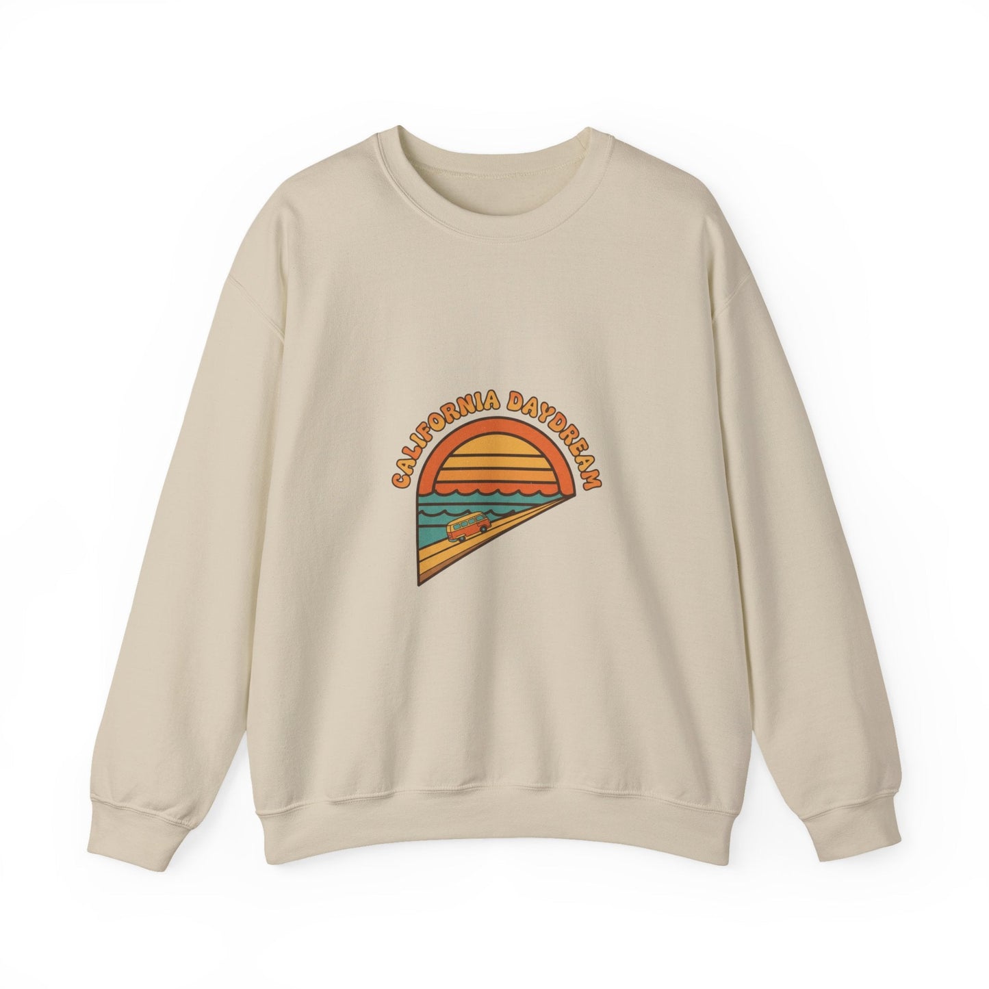 California Beach Sunset Crewneck, 70s Sunset Shirt | Retro Surf Graphic