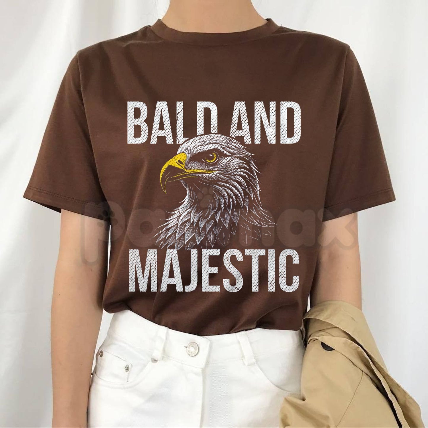 Funny "Bald and Majestic" T-Shirt – Sarcastic Eagle Bald Guy Novelty Graphic Tee
