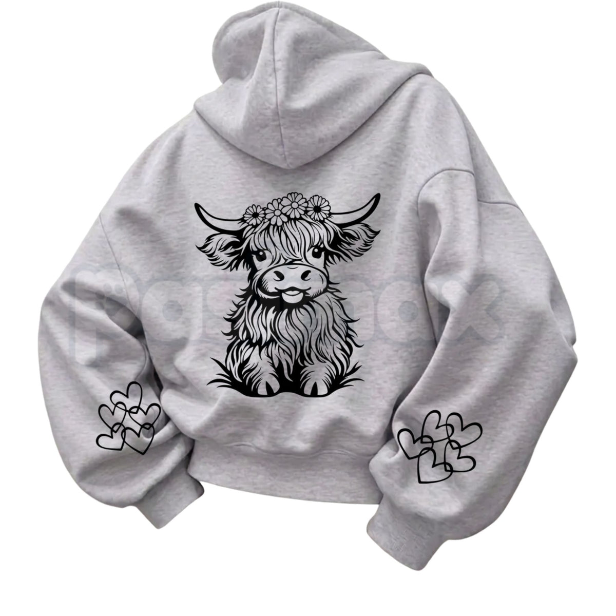 Cute Highland Cow Print Hoodie – Vintage Floral Western Graphic Pullover, Country Farmhouse Aesthetic Sweatshirt, Unisex Heavy Blend