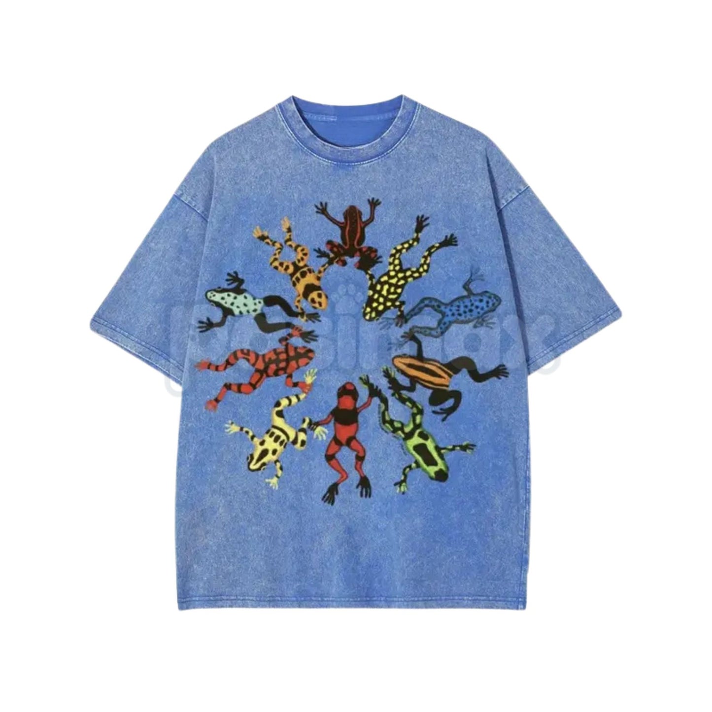 Dancing Frog Feast Print T-Shirt – Retro Cottagecore Amphibian Graphic Tee, Lightweight Vintage Washed Cotton Whimsical Top