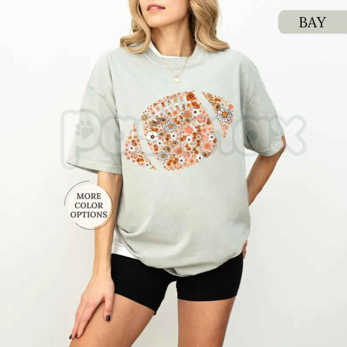 Comfort Colors® Floral Football T-Shirt – Game Day Graphic Tee, Retro Touchdown & Football Mom Unisex Top & Gift