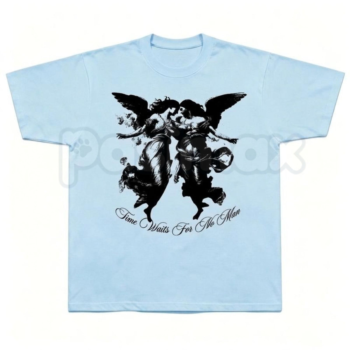 Vintage Dark Angel Time Waits For No Man T-Shirt – Gothic Grim Reaper Graphic Tee