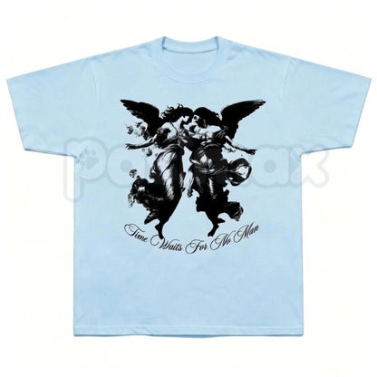 Vintage Dark Angel Time Waits For No Man T-Shirt – Gothic Grim Reaper Graphic Tee