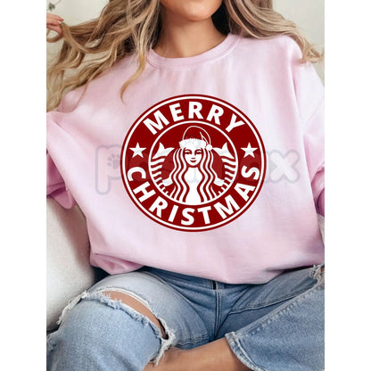 Merry Christmas Graphics Sweatshirt | Festive Holiday Design Jumper | Classic Xmas Cheer Crewneck | Fun Christmas Apparel