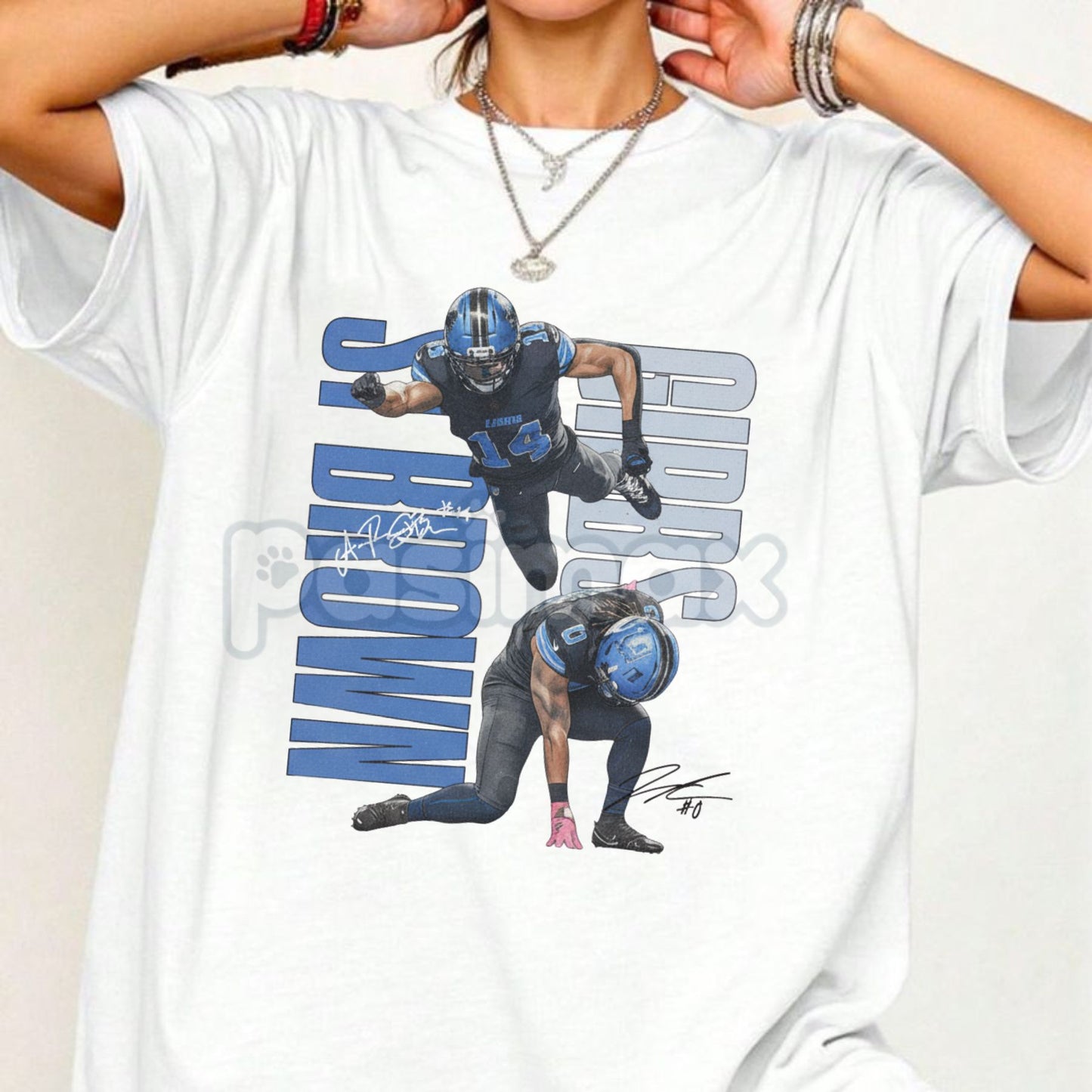Amon-Ra & Gibbs 'One Pride' T-Shirt - Detroit Football Dynamic Duo Tee, Modern Graphic Sportswear, Unisex Fan Game Day Apparel