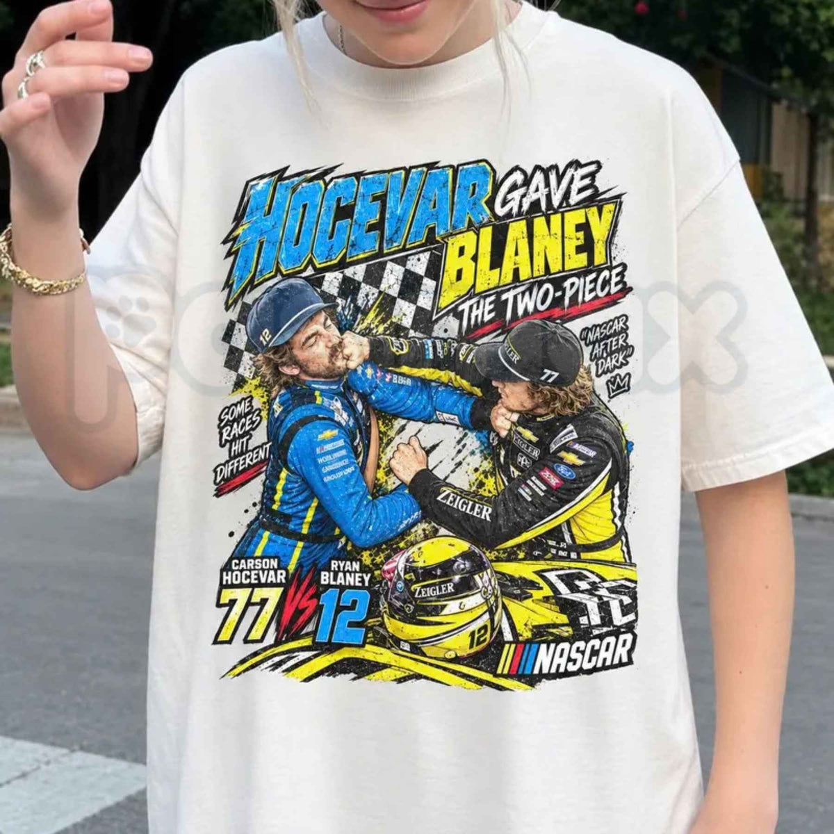 Ryan Blaney vs Carson Hocevar T-Shirt – NASCAR Racing Rivalry Graphic Unisex Tee